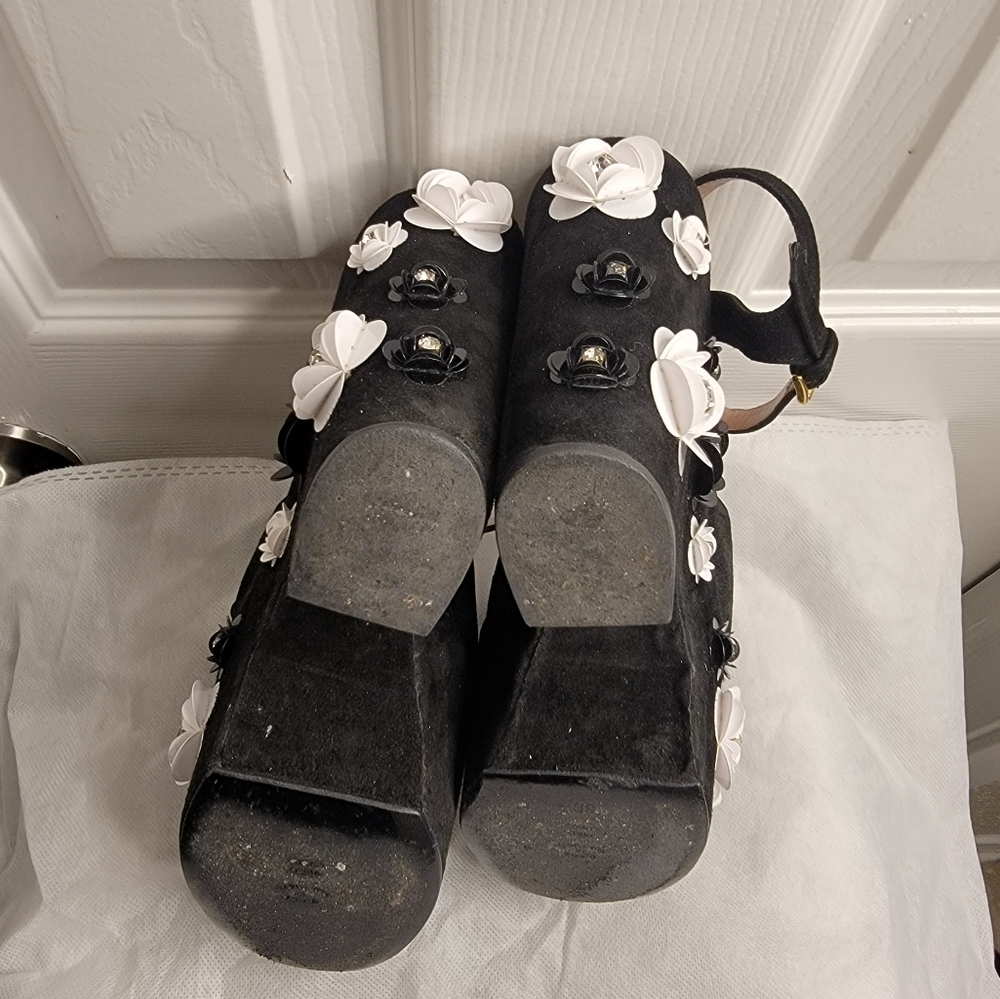 Boutique Moschino black suede high platform heels sandals Shoes Size 38 - Picture 15 of 16